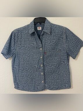 Levi's Blue Swirl-Pattern Denim Button-Up Shirt